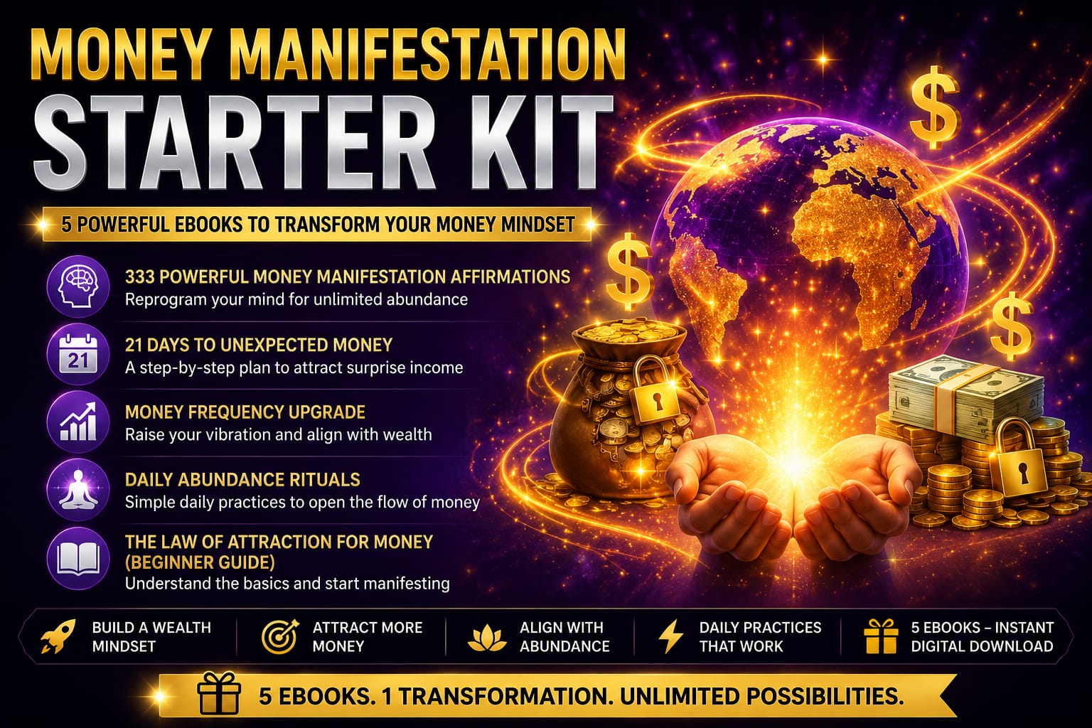 Money Manifestation Starter Kit – 5 eBooks for Beginners