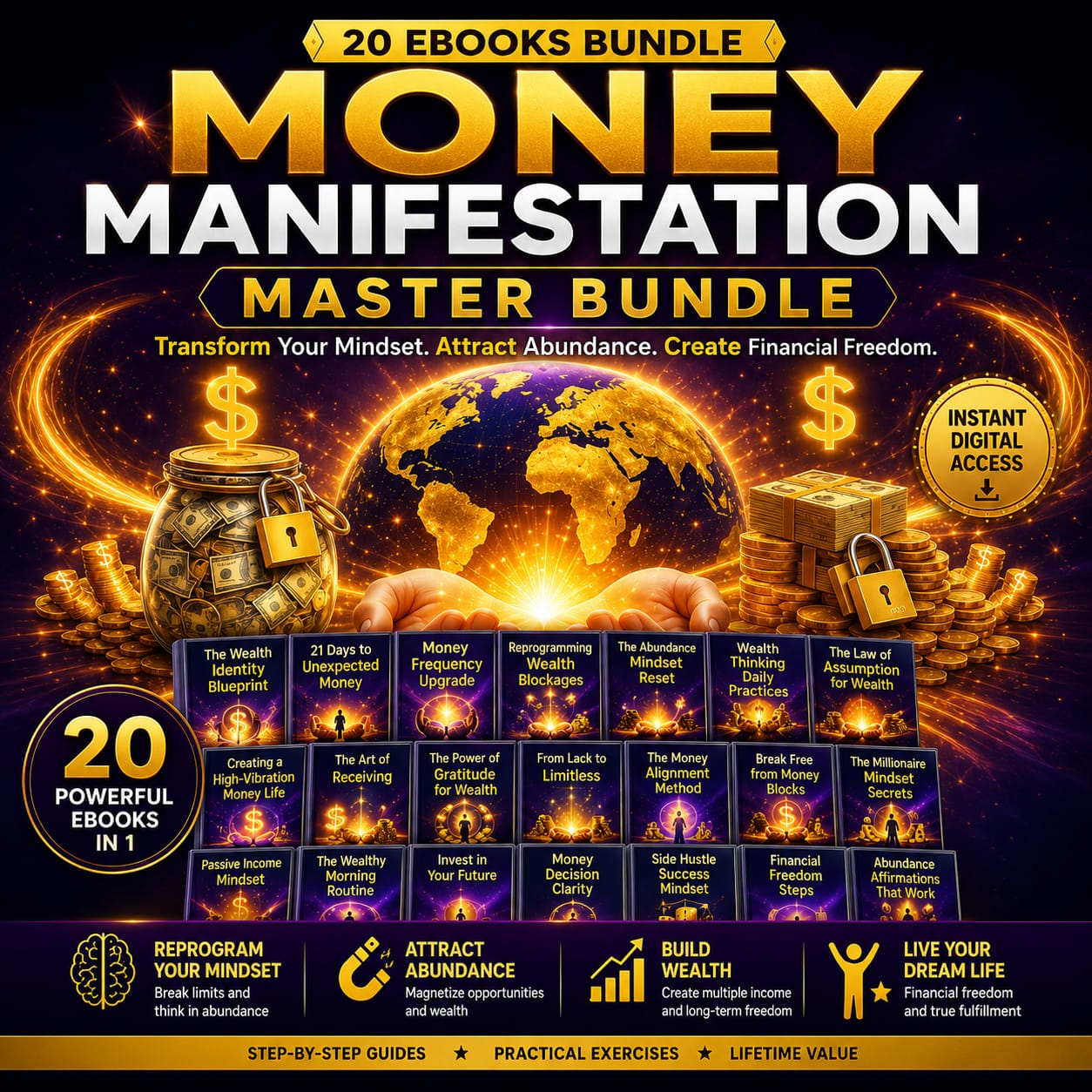 🔥 MOST POPULAR – Money Manifestation Master Bundle (20 eBooks)